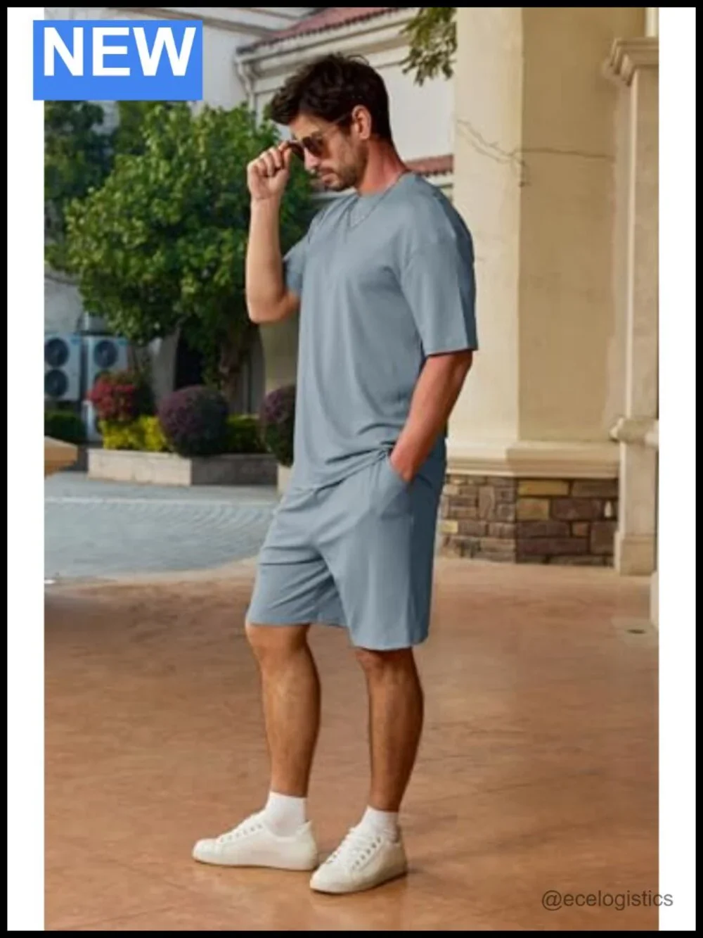 Mens 2 Piece Outfits Short Sleeve Athletic Set Oversize T-Shirts Drawstring
